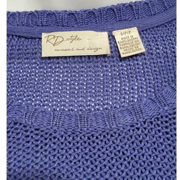 RD Style Purple Purl Knit Pullover Hi Low Sweater Womens Small - Picture 4 of 4